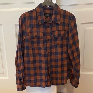 A.P.C. Women’s plaid linen shirt, size Small